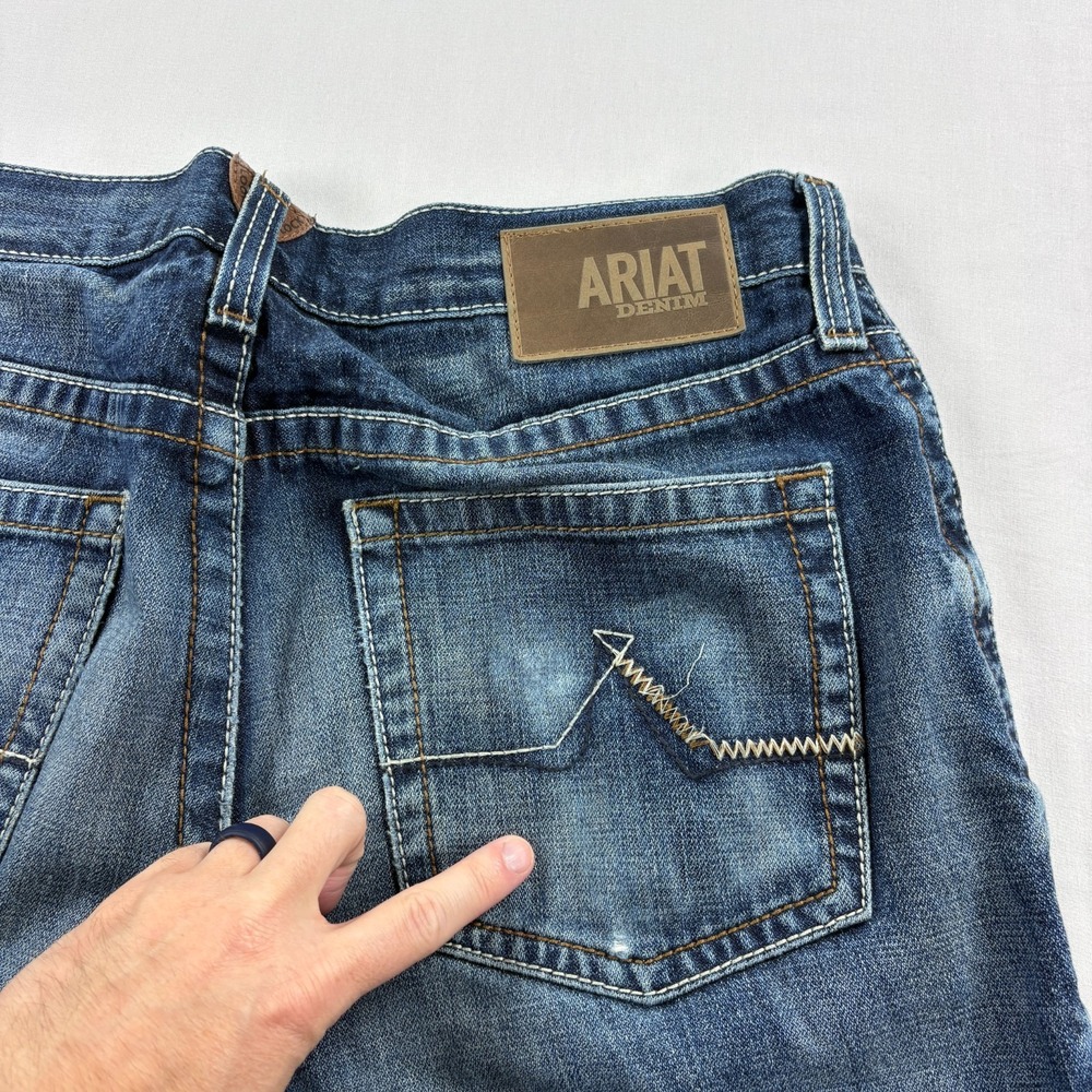 Ariat Jeans Mens 33x30 (Fits 34x30) Blue Bootcut Western Casual Workwear Denim - Picture 11 of 12